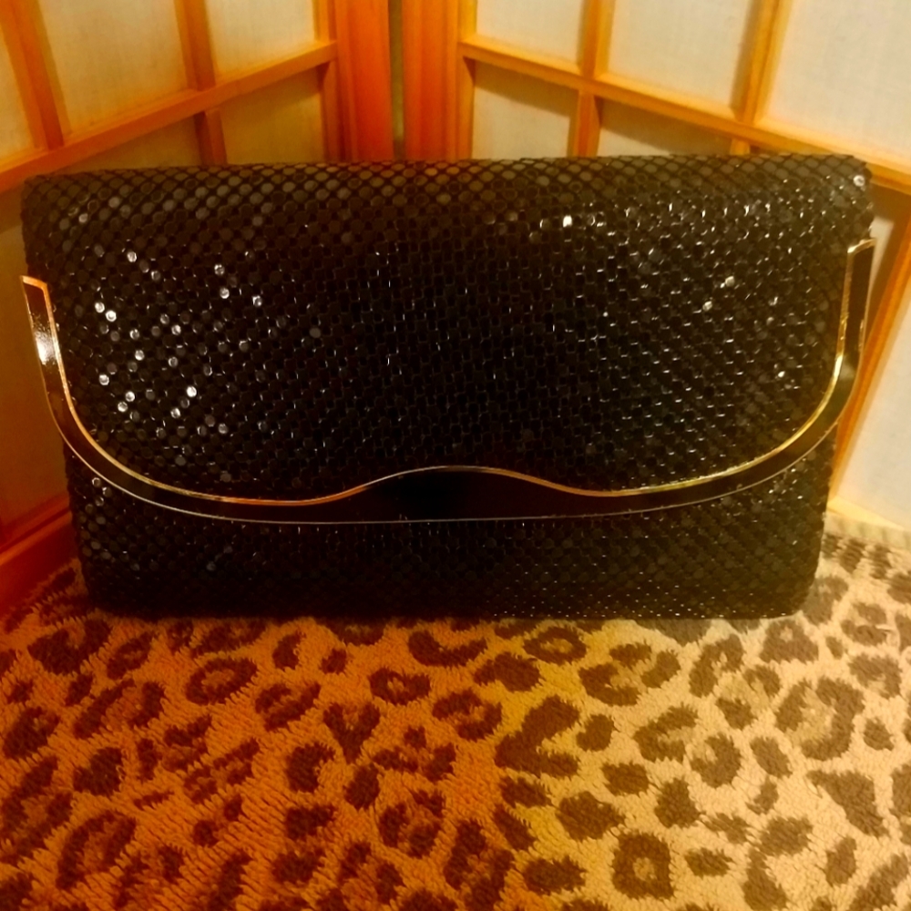 Black sequences clutch (with strap)